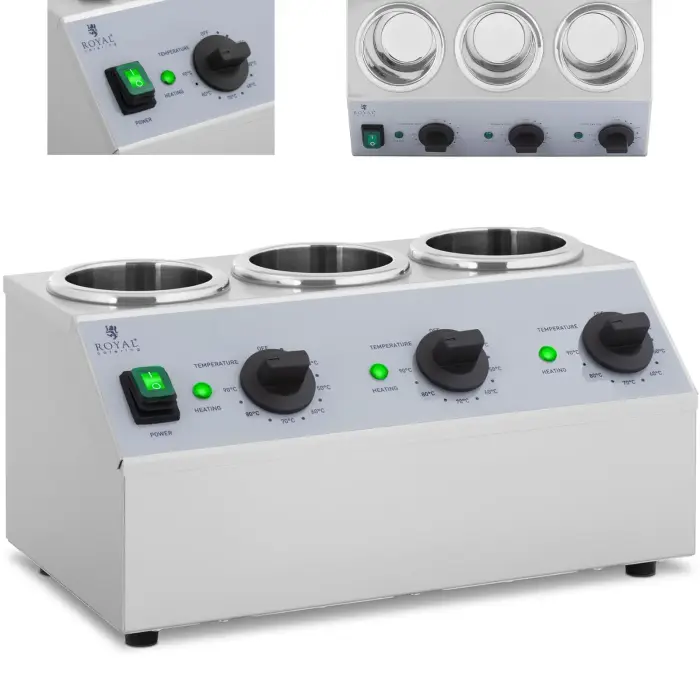 Mērču pudeļu sildītājs Royal Catering RCSW-14, 3x 1L, 40-90°C, 550W