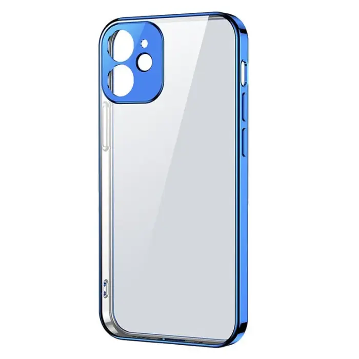 Ultra-thin transparent case with metallic frame for iPhone 12 Pro Max dark blue