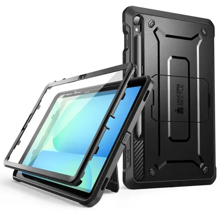 SUPCASE Unicorn Beetle Pro dėklas, skirtas Galaxy Tab S9 11.0 / S9 FE / S10 FE / S10 Lite 10.9 – juodas
