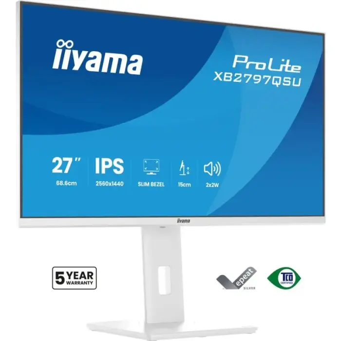 iiyama ProLite XB2797QSU-W1 datora monitors 68,6 cm (27") 2560 x 1440 px Quad HD LED balts