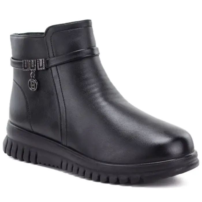 Comfortable Moteriški ankle batai with a wedge, black Potocki PT16397 - Buty: 41
