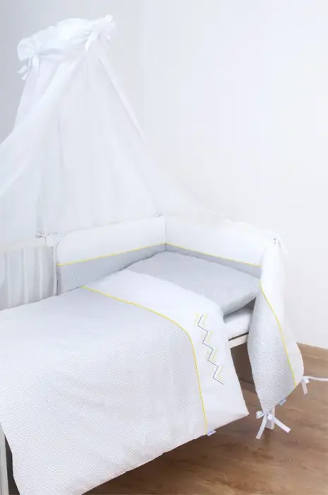 Gultas veļas komplekts Bianco Zigzak BabyMatex 100x135 cm, baltā krāsā