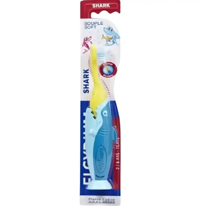 Elgydium Kids Shark dantų šepetėlis, mėlynas