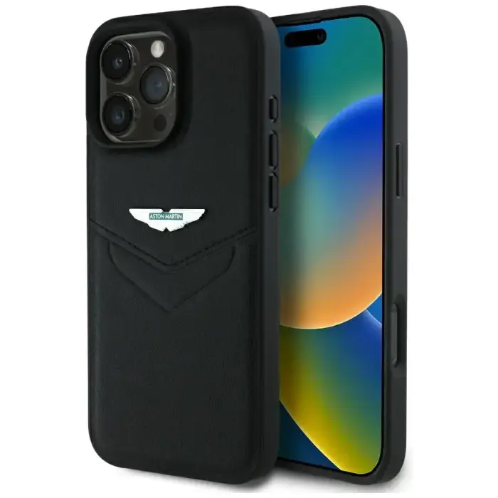 Чехол Aston Martin HC Leather Victory Design для iPhone 16 Pro Max - Черный